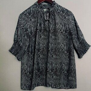 Worthington Black Snakeskin Pattern Blouse Large